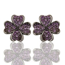 Amethyst Gemstone 925 Silver Oxidized Star Style Dangle Hook Earring Jewelry