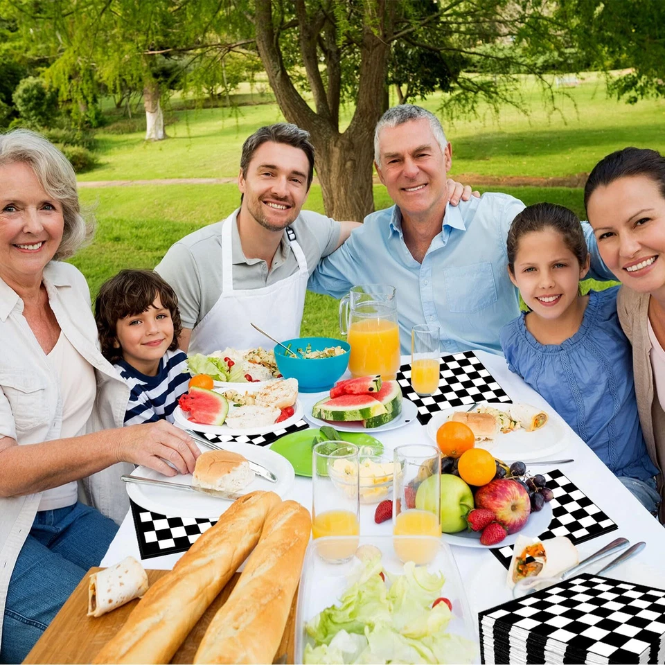 Одноразовые салфетки с клетчатым флагом тематика гоночного автомобиля вечеринка 80 шт. - Изображение 4 из 4