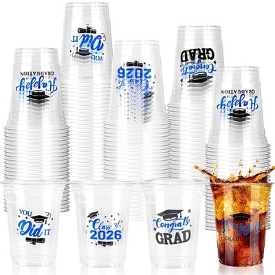 Graduation Cups, 16 oz Disposable Plastic Cup Class of 2026 Party Cups for Co...