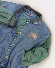 vintage 90s Swingster Denim Trucker Jacket XL Snap Up Icehouse Logo
