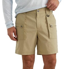 Men's 7 Inch Fishing Shorts Quick Dry Nylon Cargo Shorts Khaki
