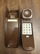 Vtg 1980s Northwestern Bell Phones Brown Wall Mountable PushButton Phone No Cord