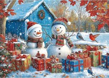 Winter Snowman Fun 1000 Piece Puzzle for Adults, Fun Puzzles for Adults 1000 Pie