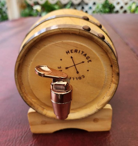 Heritage Collection Polished Wood Whiskey Barrel Spirits Dispenser 27 oz