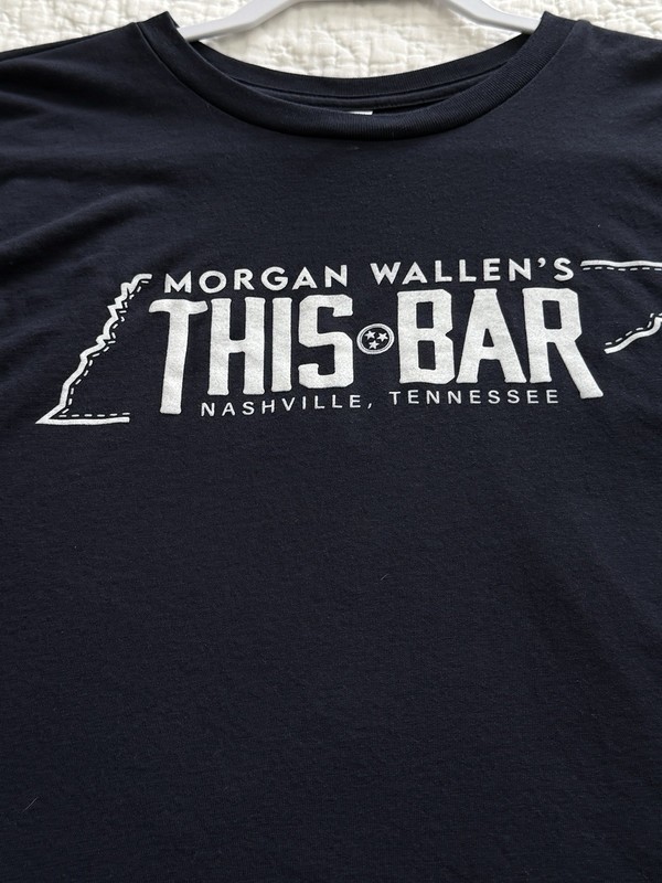 Morgan Wallen's This Bar Sleeveless Tank Top  Nashville Small Navy Blue & white