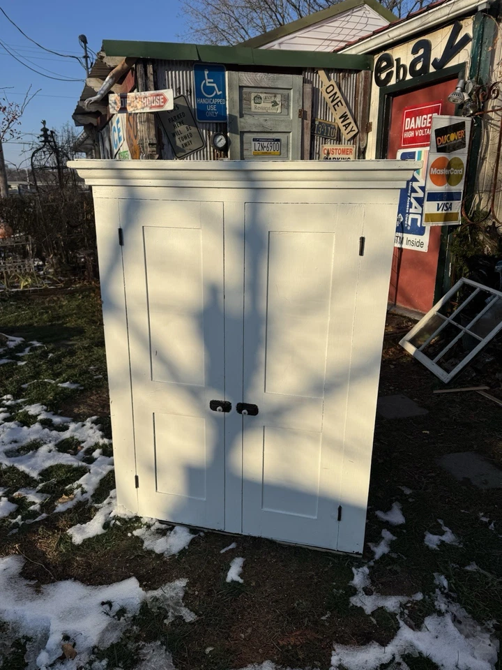 Armario de gelatina de madera primitiva casa de campo despensa gabinete de cocina granja fresco Foto 4 de 4