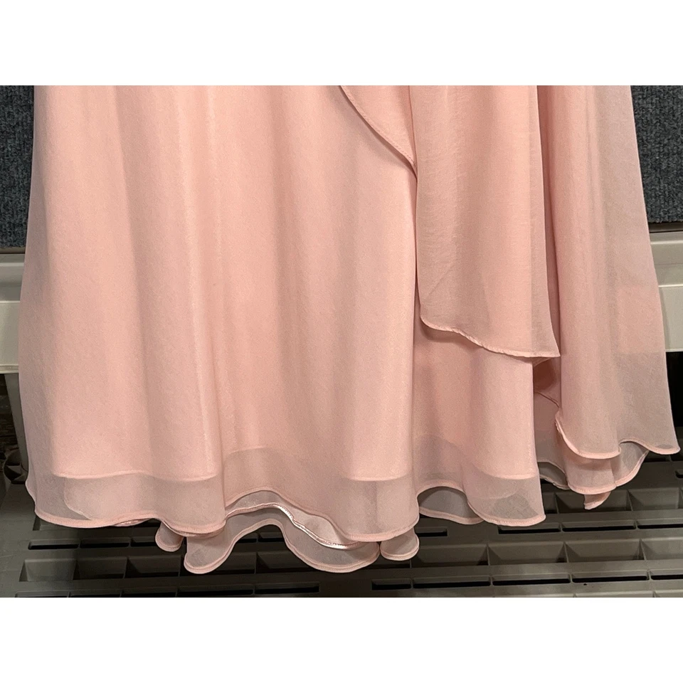 Vintage Cache One Shoulder Pink Chiffon Rose Formal Gown Prom Maxi Dress Size 8 - Image 4 of 4