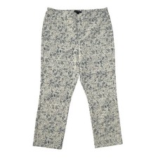 Mario Serrani Italy Womens Blue Floral Pull On Stretch Pants Size Large L/G