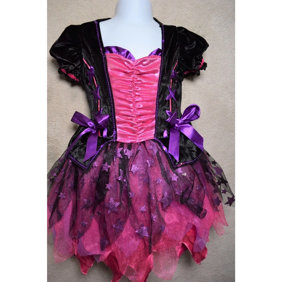 Disfraz de bruja negra morada y rosa para niña talla 4-6 falda iluminada disfraces EE. UU. Foto 2 de 4