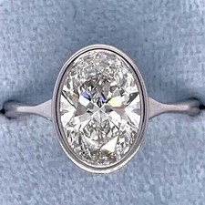 4.10 Ct Oval Cut White Moissanite Bezel Engagement Ring 925 Sterling Silver