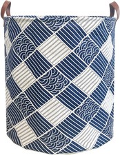 80L Waterproof Laundry Hamper in Family Leather Handle Laundry Basket