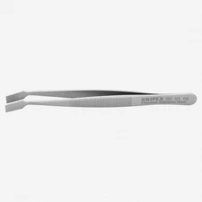 Knipex Stainless Steel Gripping Tweezers, Angled-Blunt Tips, 4"