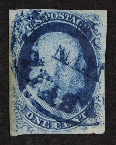 CKStamps: US Stamps Collection Scott#8A 1c Franklin Used Light Crease Stain $800