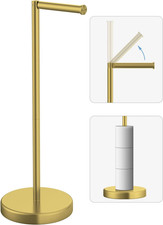 Brushed Gold Toilet Paper Holder Stand Free Standing Tissue Roll Holder