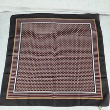Vintage Glentex Scarf Brown Gold Geometric Print 22"x23" Made in Italy