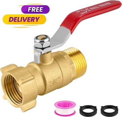 3/4'' Brass Garden Hose Shut Off Valve Heavy Duty - Full Flow Water Hose Shut Off