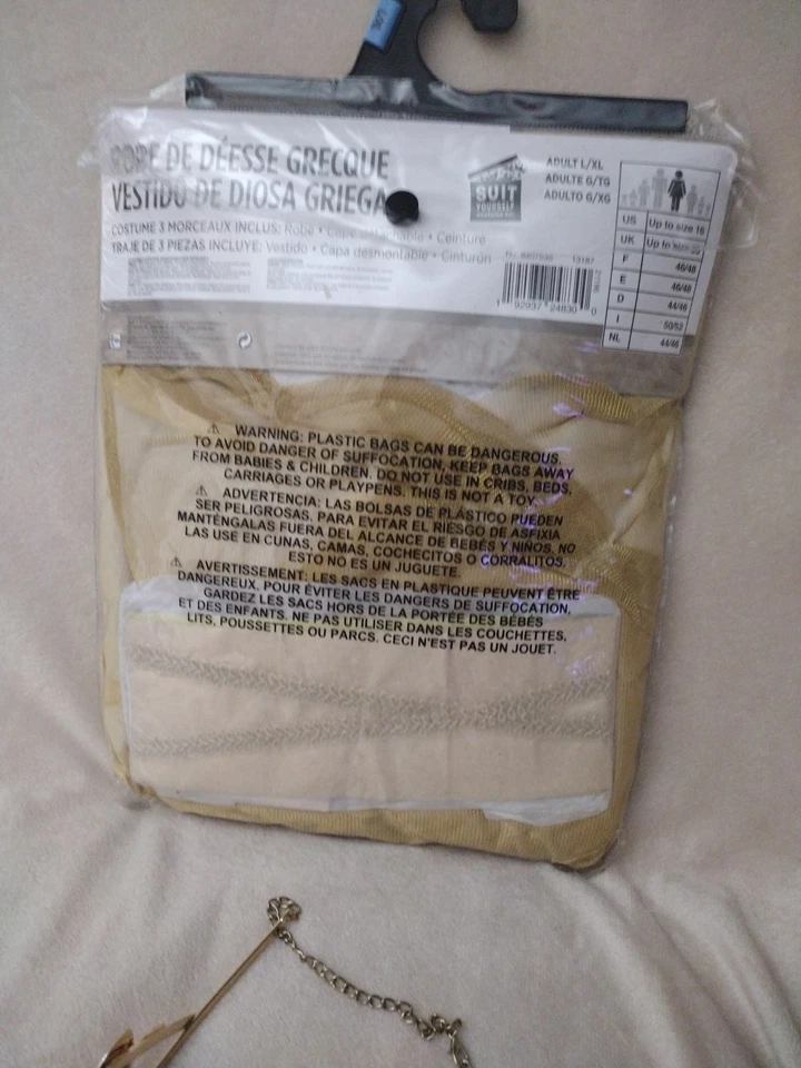 VESTIDO Y CORONA DIOSA GRIEGA Capa y Cinturón Desmontables L/XL Disfraz  Foto 4 de 4