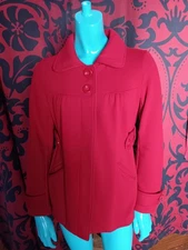 Forever Twenty One Sm Red Soft Coat Trench Long Snap Buttons Y2k 90s Boho Gothic