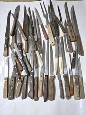 40+ Knife Mixed Lot Old Homestead Quikut Royalton VTG Wood Handles Cook Kitchen