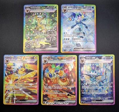 Korean Eeveelution Glaceon Leafeon Flareon Vaporeon Jolteon ex SAR
