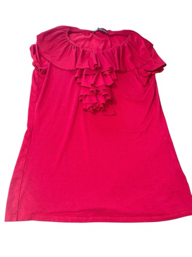 ADRIENNE VITTADINI Women's Size Small Blouse Ruffle Front with Quarter Zip - Picture 3 of 13