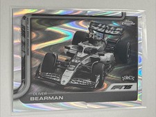 2025 Topps Chrome F1 15 Oliver Bearman RC Black White Raywave Refractor #86
