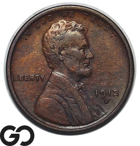 1912-S Lincoln Cent Wheat Penny XF+