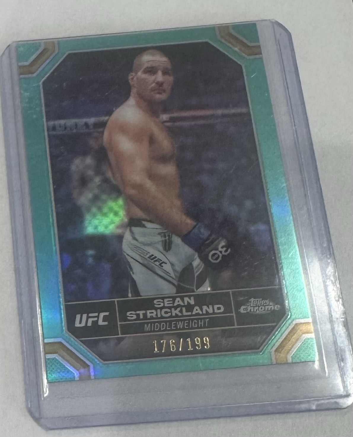 2024 Topps Chrome UFC - Sean Strickland #174 Aqua Refractor /199