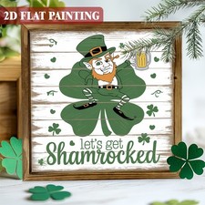 St. Patrick's Day Framed Wood Sign Leprechaun Let Get Shamrocked Shamrock Decor