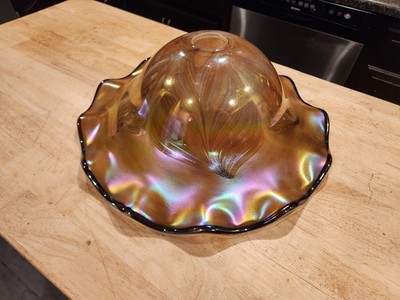 Todd Phillips Artist Signed Art Glass 16'' diameter Lamp Light Chandelier Shade