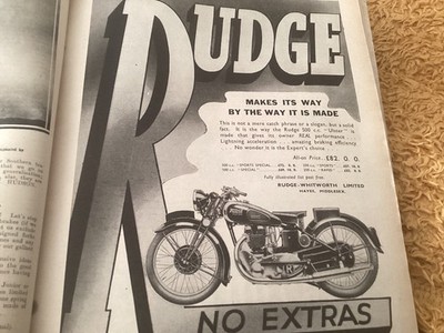 1939 RUDGE ULSTER WERBEZEIT 1939 MOTORRADARTIKEL