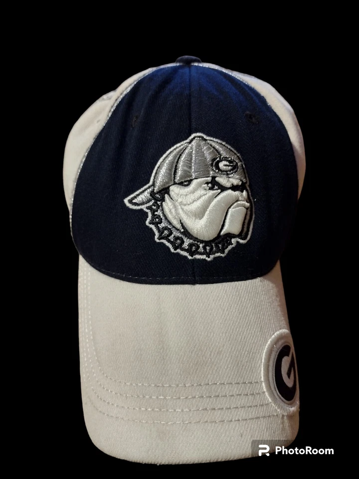 RARO Sombrero Retro/Vintage Georgetown Hoyas (TOW). Años 90. Rayas. Plata. Azul marino Foto 4 de 4