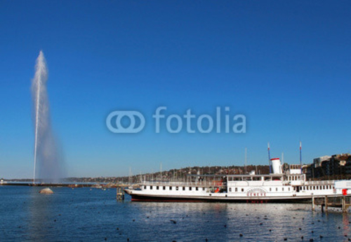 Bild auf Leinwand port et jet d eau de Genève Bild auf Leinwand port et jet d eau de Genève
