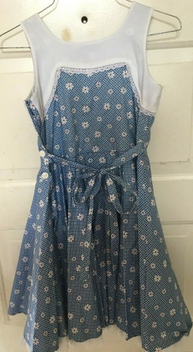 Rebecca Raggs Original Girl's Dress Blue White Floral Sleeveless Size 10 Worn 1 - Picture 6 of 8