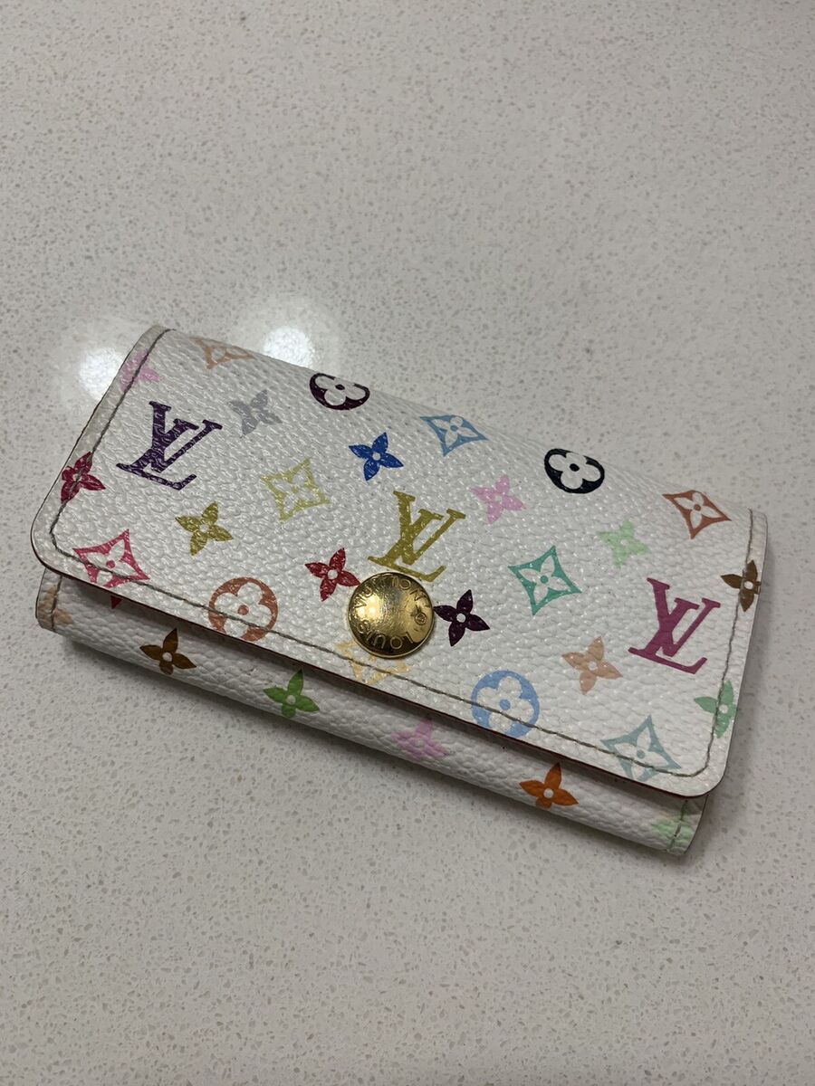 Preowned Louis Vuitton White Multicolor 4 Ring Key Holder Preowned Louis Vuitton White Multicolor 4 Ring Key Holder