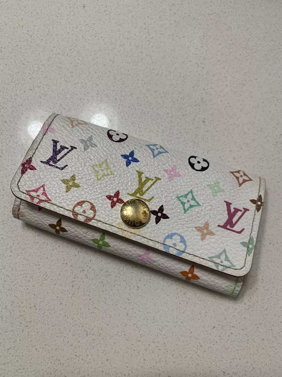 Preowned Louis Vuitton White Multicolor 4 Ring Key Holder - Limited Edition  Auth