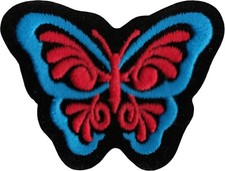 Patch - Butterfly Blue  Red Garden Bug Wings Insect Embroidered Iron On 20160
