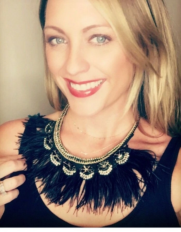 Stella dot harper Feather Statement necklace Black