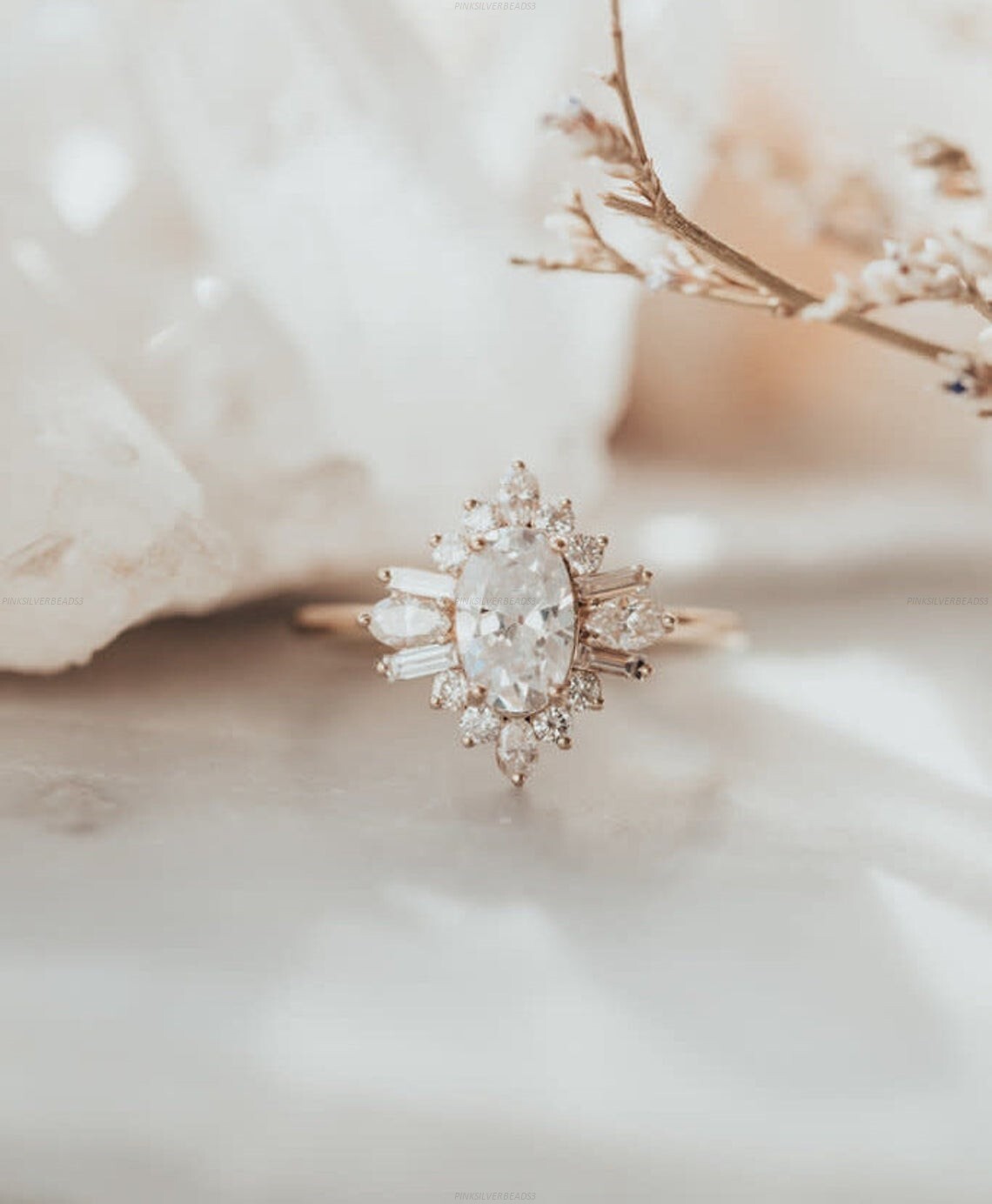 Solitaire Engagement Ring 14k Gold Moissanite Diamond Gemstone for Birthday