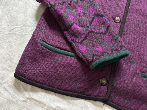 Vintage Geiger Collection Burgundy Wool Mohair Cardigan Sweater Size 42 Austria - Picture 5 of 14