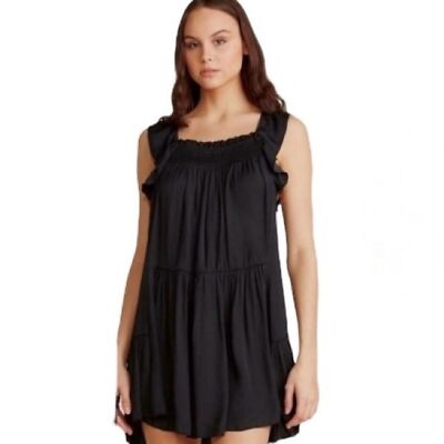 free people want your love mini dress Free People Want Your Love Short Sleeve Black Babydoll Mini Dress