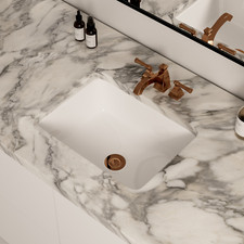 16" x12" Undermount Bathroom Sink Rectangular, White Ceramic With Overflow
