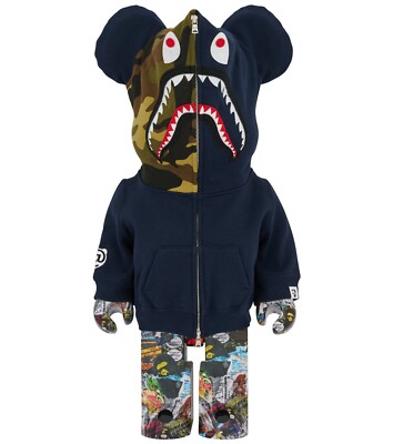 BE@RBRICK BAPE®︎ CAMO SHARK 1000% Bearbrick Bape (R) x Alpha Camo Shark 2023 1000% | Hype