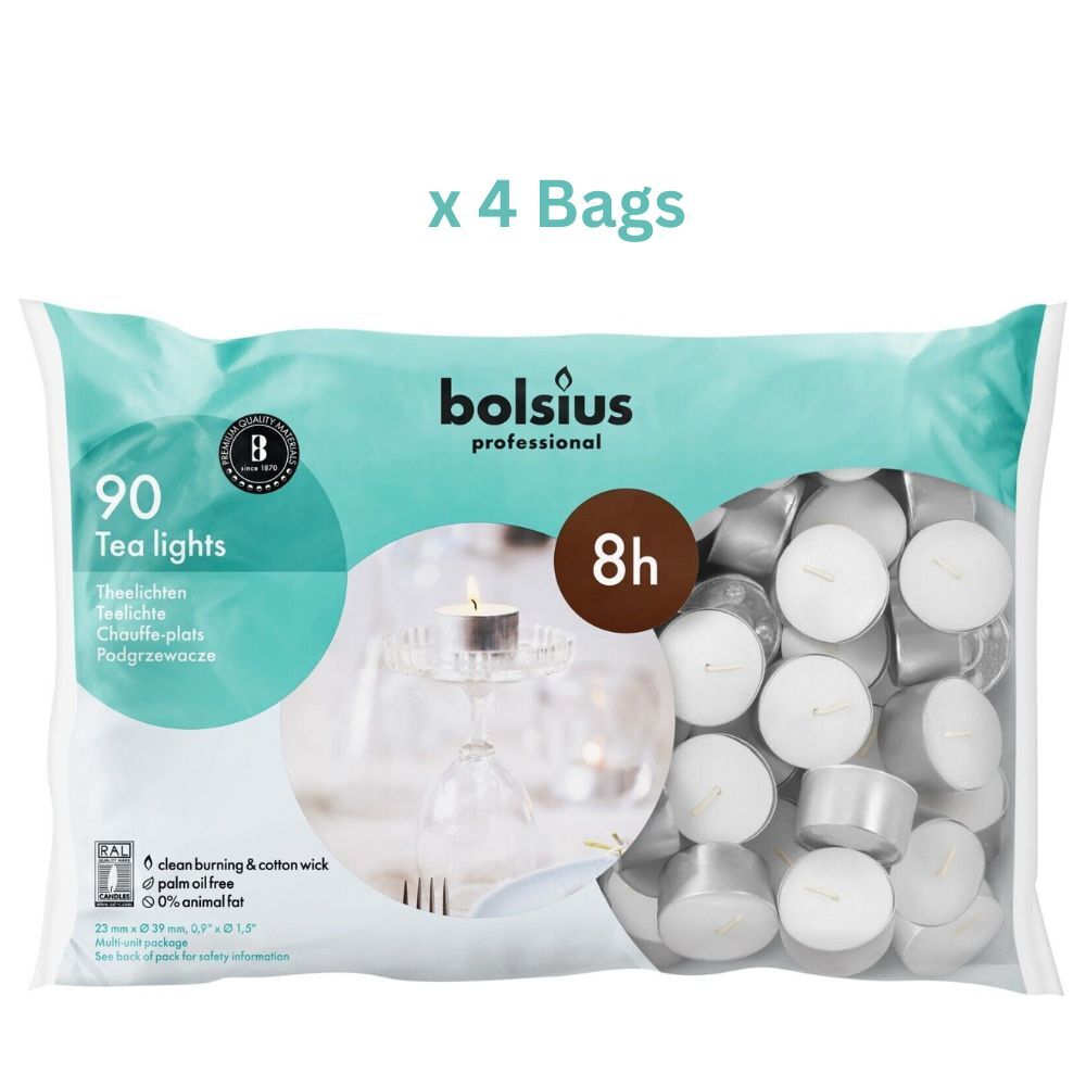 Bolsius Pack of 90 Tealights / Tea Lights 8 Hour Burn Time Candle