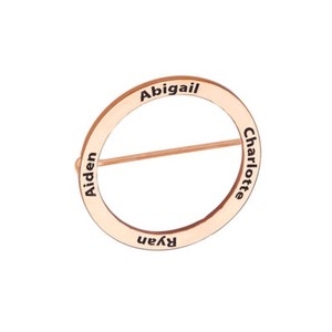 Authentic 1" 1.5" or 2" Up to 4 names Open Circle Brooch in Rose Gold Plated silver