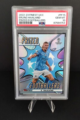 2022-23 Topps Finest Uefa Prized Footballers Erling Haaland PSA 10