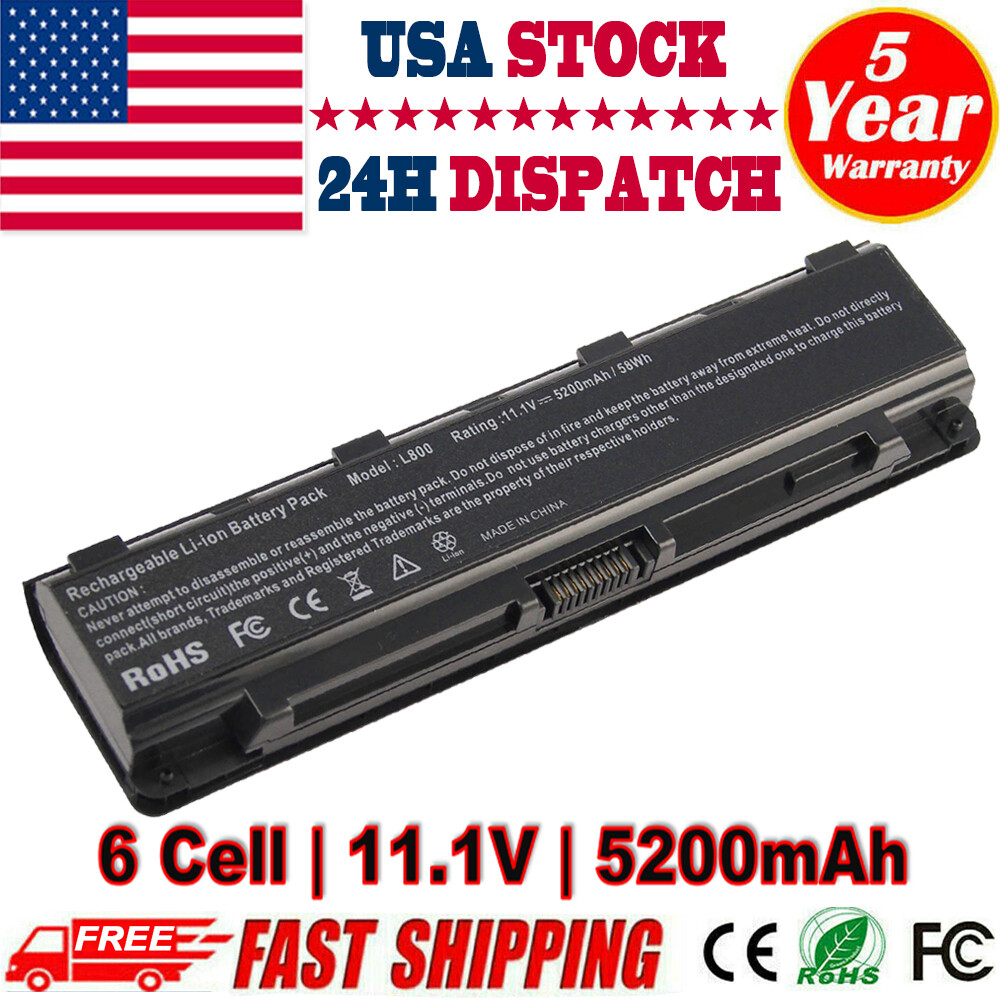 Battery for Toshiba Satellite L75D-A7268NR L75D-A7280 L75D-A7283 5200mah L800