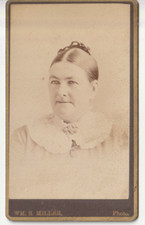 c1870s Victorian Plastron Collared Lady WM. E. Miller CDV Antique Sepia Photo