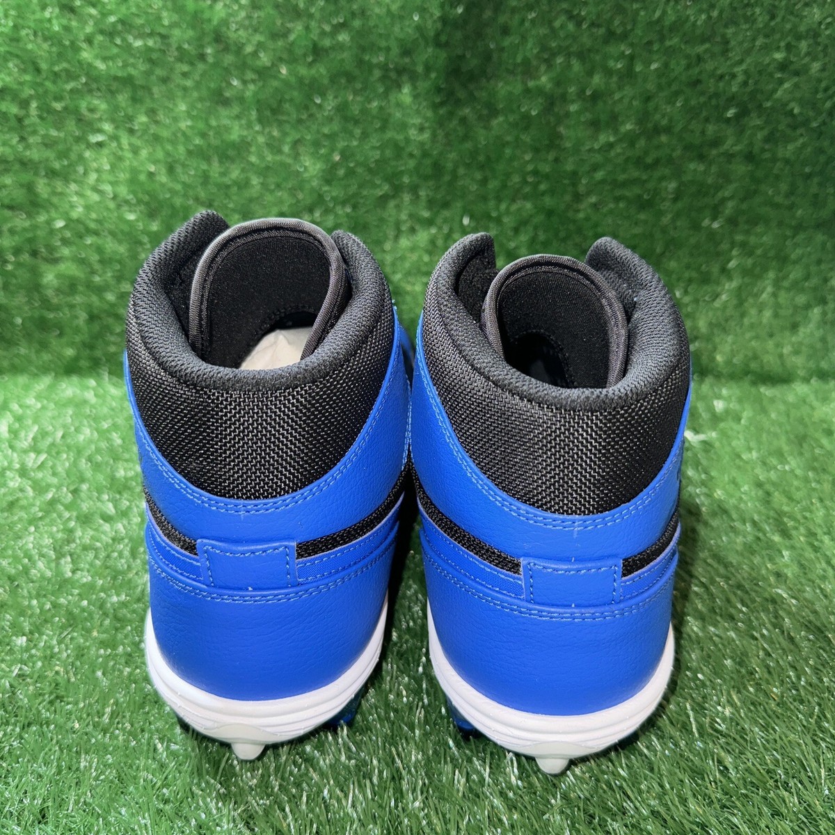 Nike Air Jordan 1 Retro TD Mid Football Cleats Black Blue 