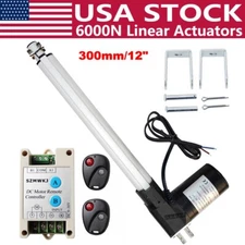 12V DC 12" Linear Actuator 6000N/1320lbs Electric Motor &Controller &Brackets DO